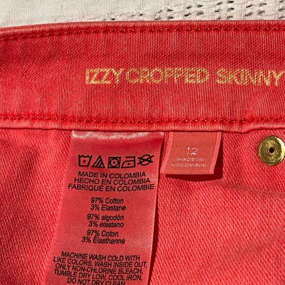 Michael Kors Izzy jeans cropped skinny size12 coral colour - Picture 4 of 7